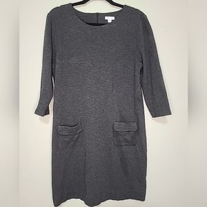 J Jill Classic Ponte Shift Seamed Dress Women's Medium Gray 3/4 Sleeve Gray